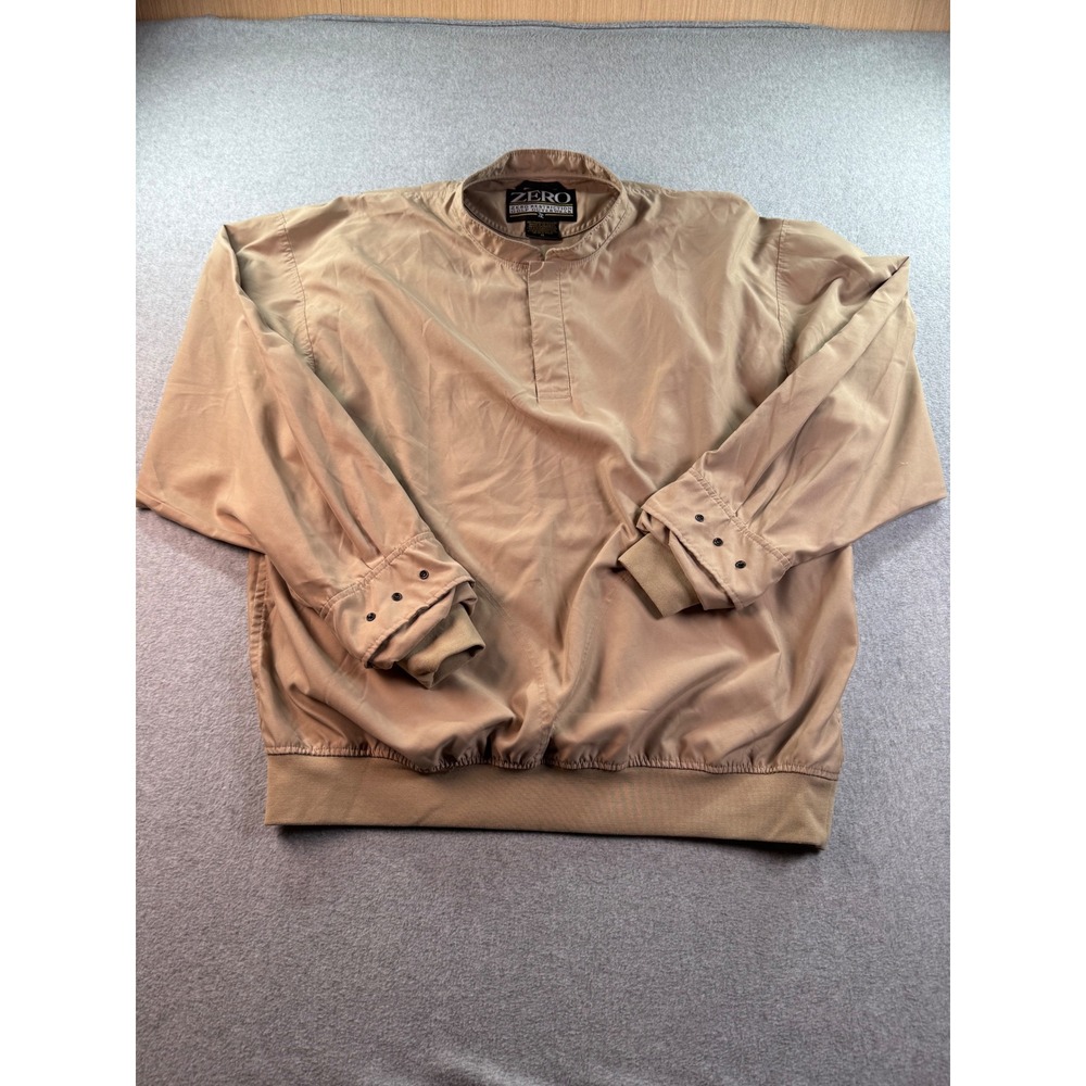 Zero Restriction Golf Outerwear Windbreaker Pullover Tan Khaki Mens XL USA Made